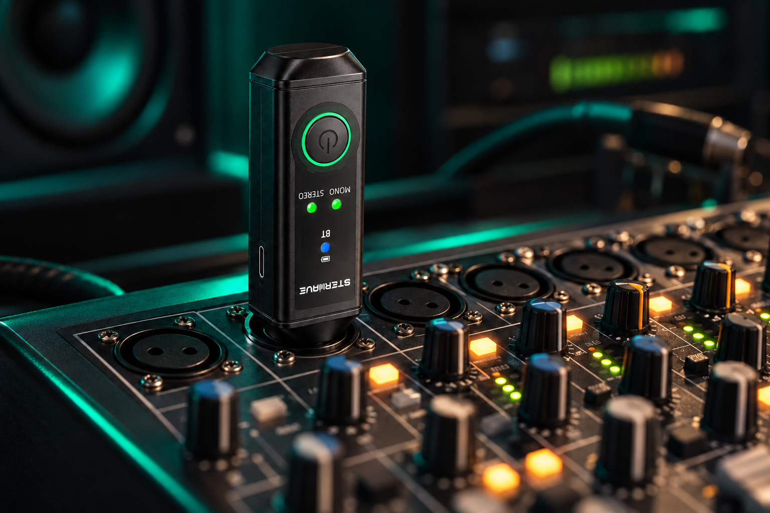 Illustrative Sterwave receiver connected to a mixing console XLR input